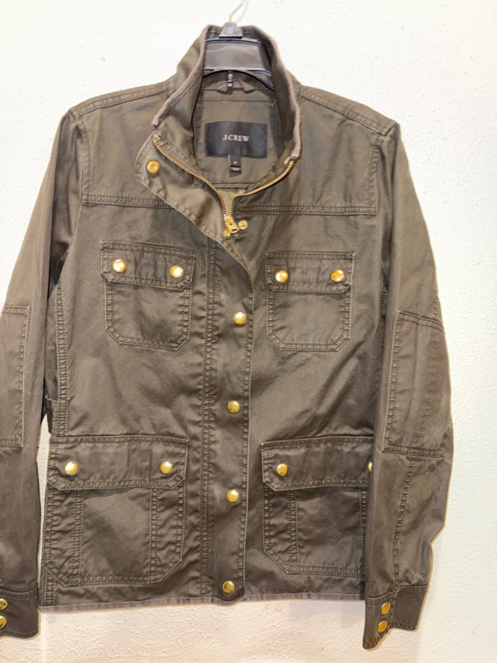 J. Crew Olive Green Utility Jacket with Brass Buttons